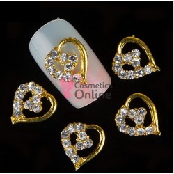 Decoratiuni 3D Metalice 125 Inimioare Aurii cu cristale 